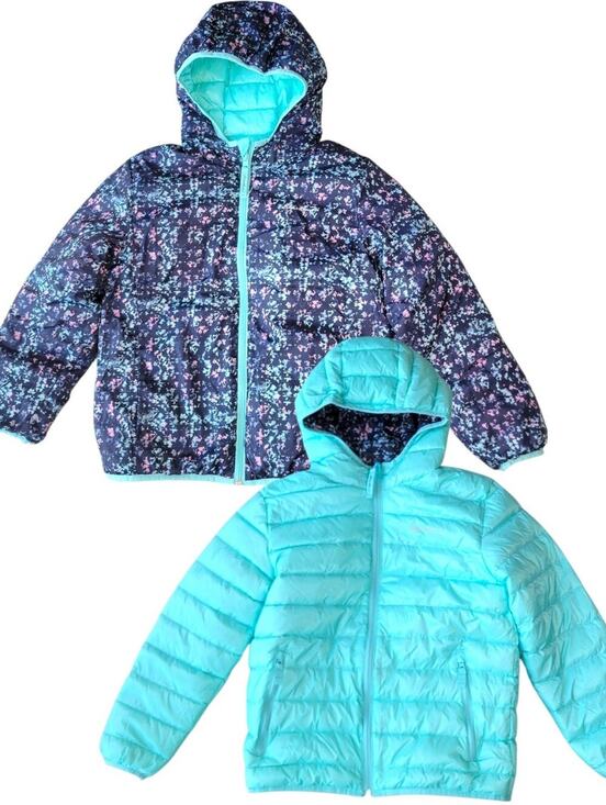 Eddie Bauer Other - Eddie Bauer Girls Reversible Down Hooded Puffer Jacket Floral Girls Medium 10/12